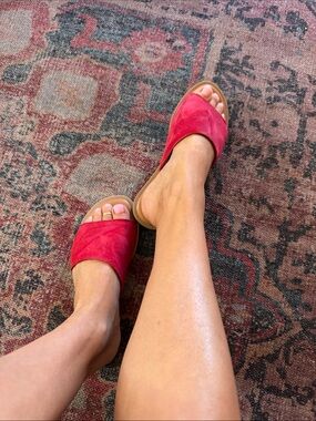 Women’s Red Suede Slide Mules